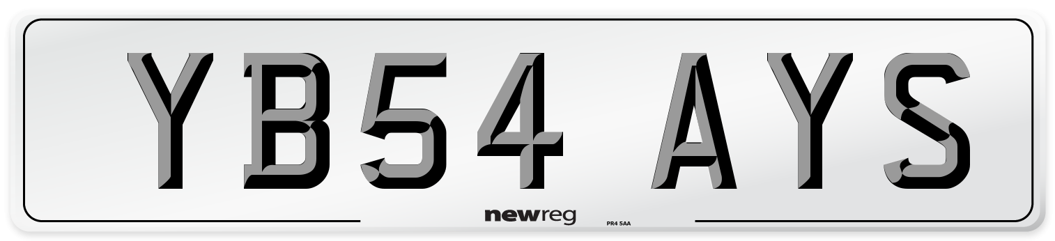 YB54 AYS Number Plate from New Reg